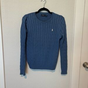 Ralph Lauren Men's Blue Cable Knit Crewneck Sweater